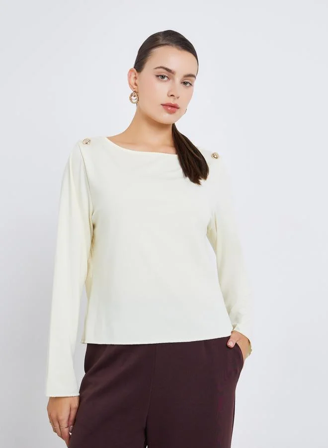 ستايلي توب بأكمام طويلة وأزرار على الكتف